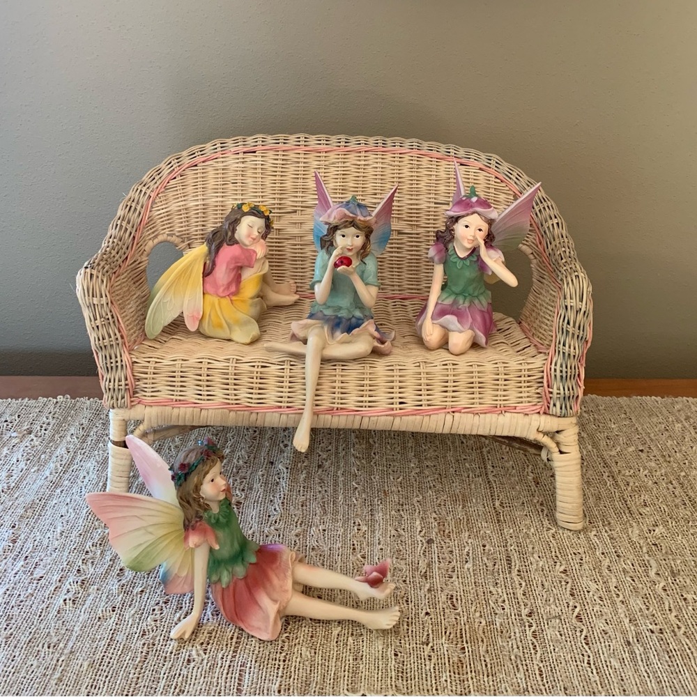 Set of Four  Beautiful Fairy Hollow Garden Resin Fairies 5” - 9”